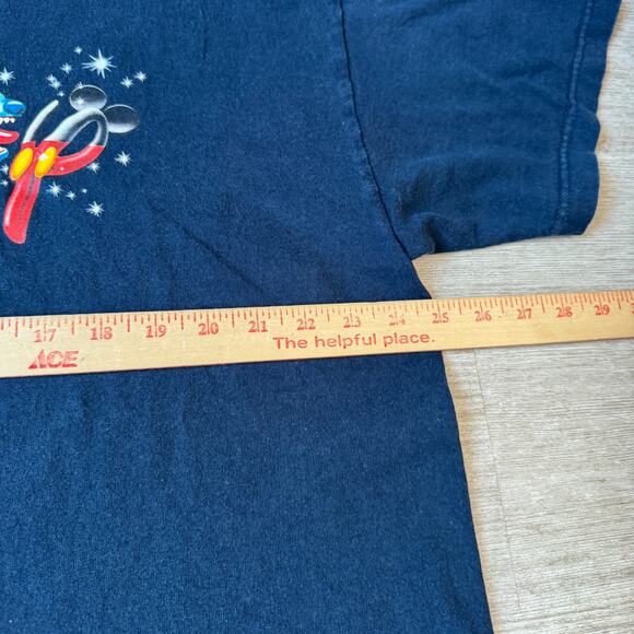 Y2K Walt Disney World Shirt Stitch Goofy Mickey Script Adult XXL Blue Short Slve - Picture 4 of 6
